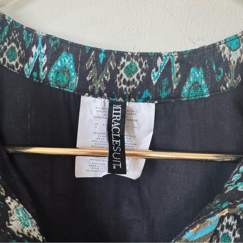 NWOT Miraclesuit Beach Dress Cover Up Bijoux Black and Teal Aztec S - Picture 12 of 13